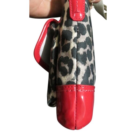Coach Park Ocelot Animal Print Red Patent Leather Crossbody Swingpack Handbag - Picture 4 of 11